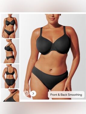 Qty 2 - Thirdlove Comfortstretch Smoothing Full Coverage Bra 42E Black Taupe